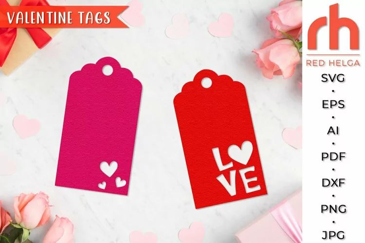 Valentine’s Gift Tags SVG, Love Labels Cut File, 14 February
