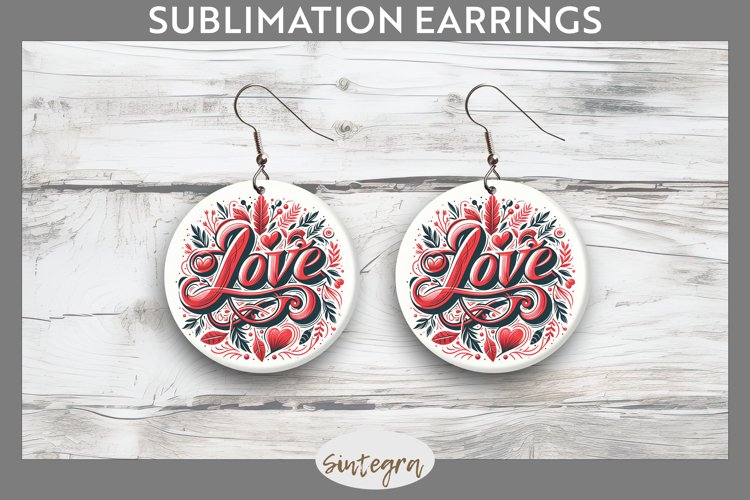 Love v14 Round Earrings Sublimation