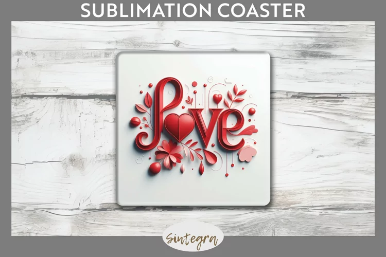Love v2 Square Coaster Sublimation