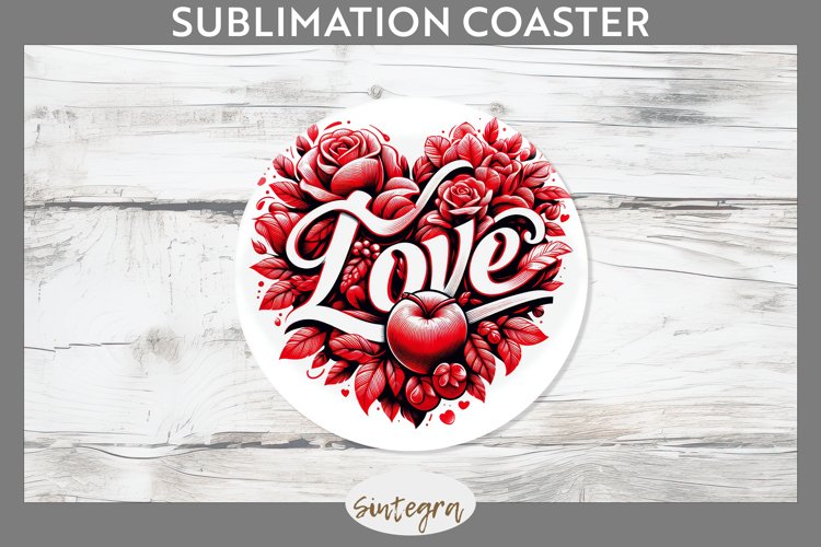 Love v8 Round Coaster Sublimation example image 1