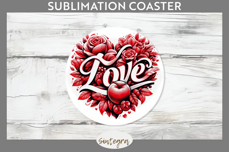 Love v8 Round Coaster Sublimation