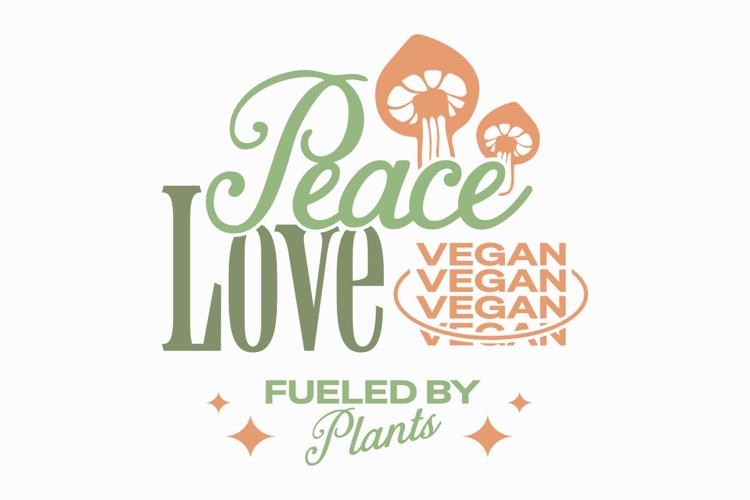 Peace Love Vegan Typography T-shirt Quote