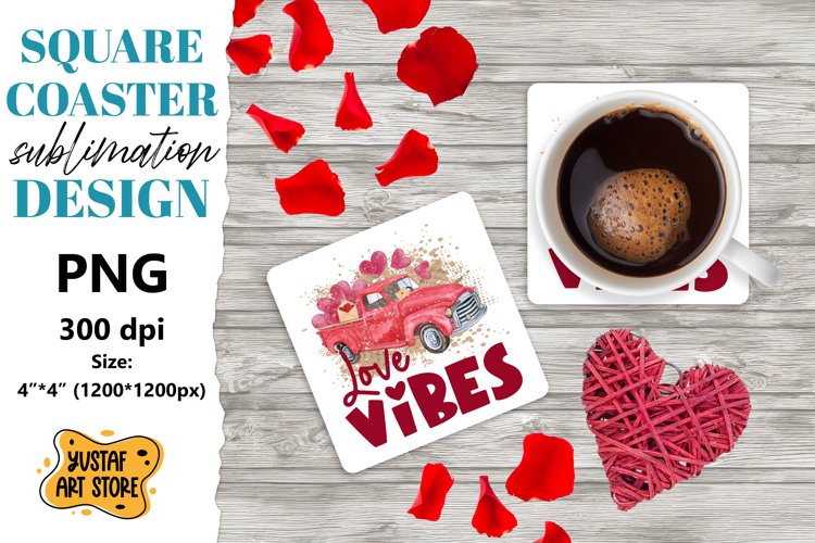 Valentine coaster sublimation.Valentine truck square coaster