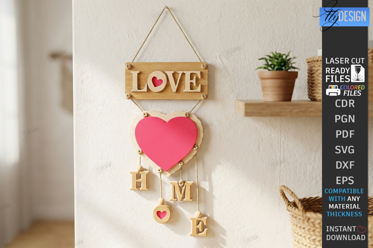 Love Wall Decor Ornament Laser Cut | Romantic Hanging Decor