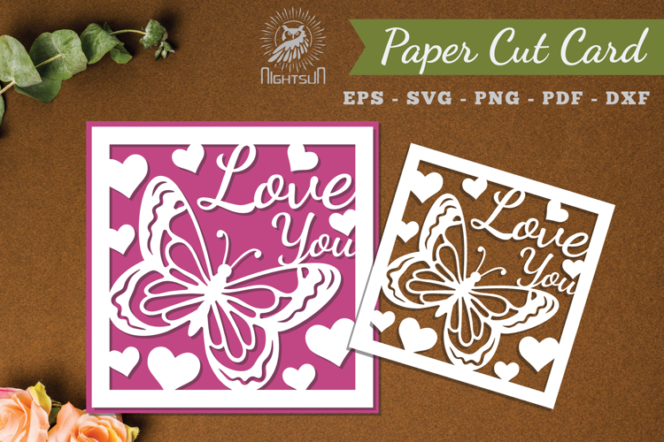 Love You Papercut Card SVG