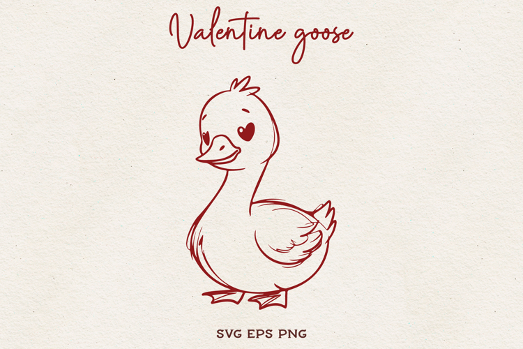 Valentine Goose SVG | Cute Love Goose Line Art SVG PNG