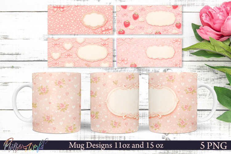 Coquette Love Mug Wrap with Name Label | Girly Valentine Mug
