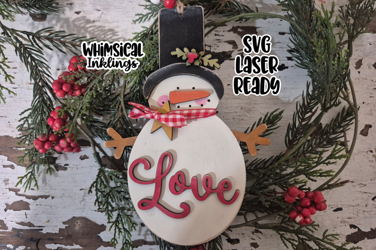 Love Snowmen Ornament Laser SVG