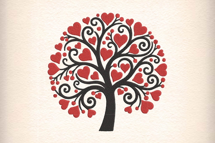 Love Tree Embroidery Design