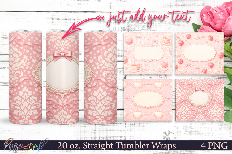 Coquette Valentine Tumbler Wraps PNG 20oz