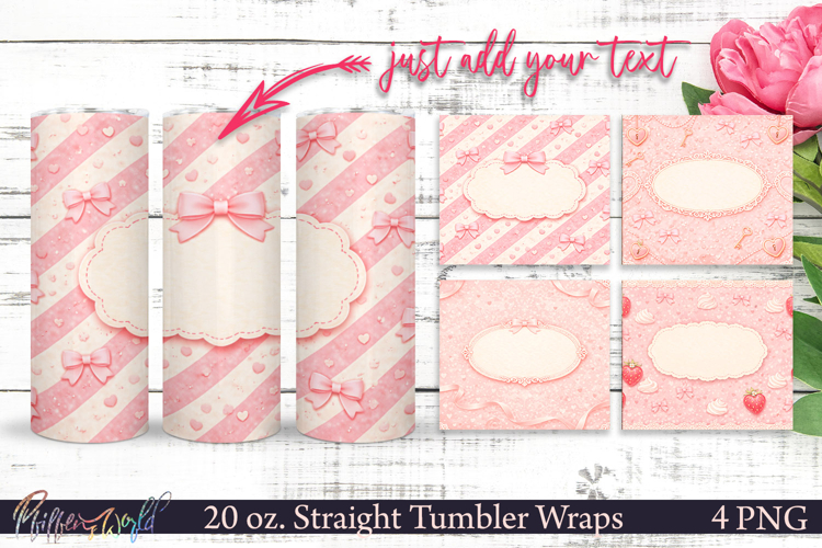 Lace & Bows Valentine 20 oz Straight Tumbler Wraps