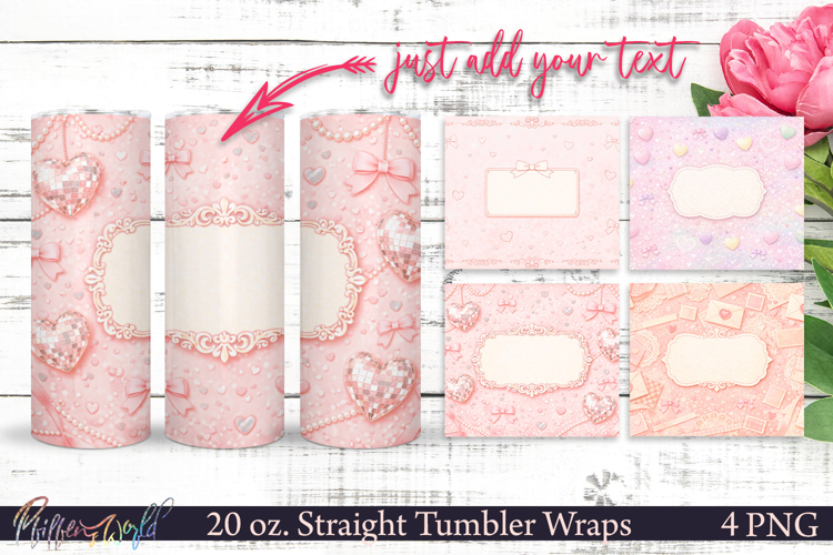 Pastel Coquette Tumbler Wrap with Name Label Tumbler Wraps