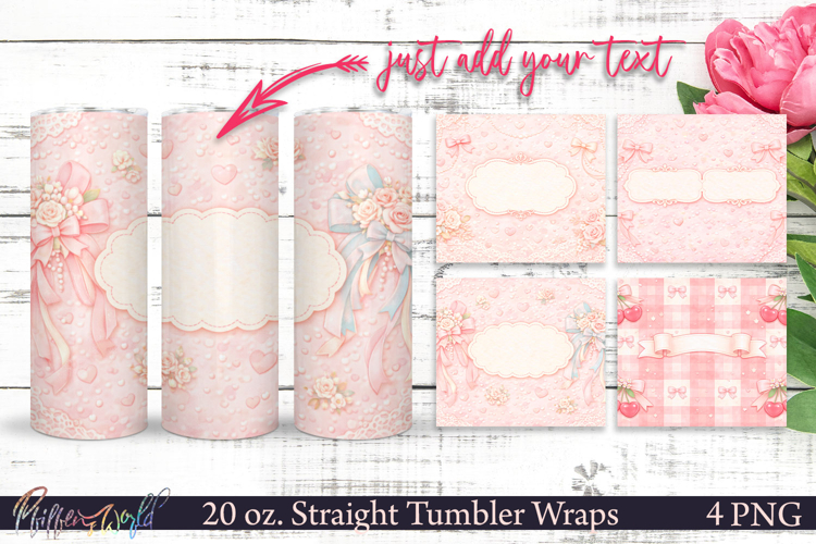 Girly Coquette Valentine Sublimation Tumbler Wraps
