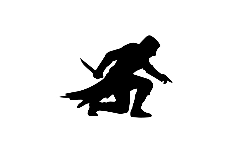 Low Crouch Assassin Pose Silhouette Illustration Design