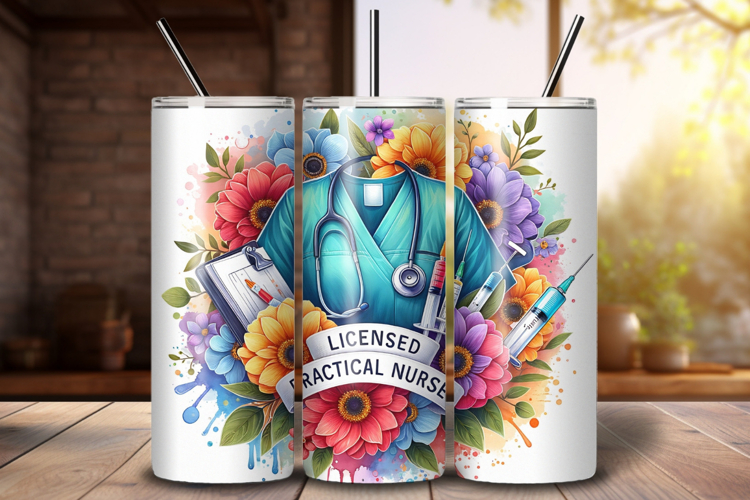 LPN Nurse 20oz Tumbler Wrap PNG, Nurse Life Sublimation