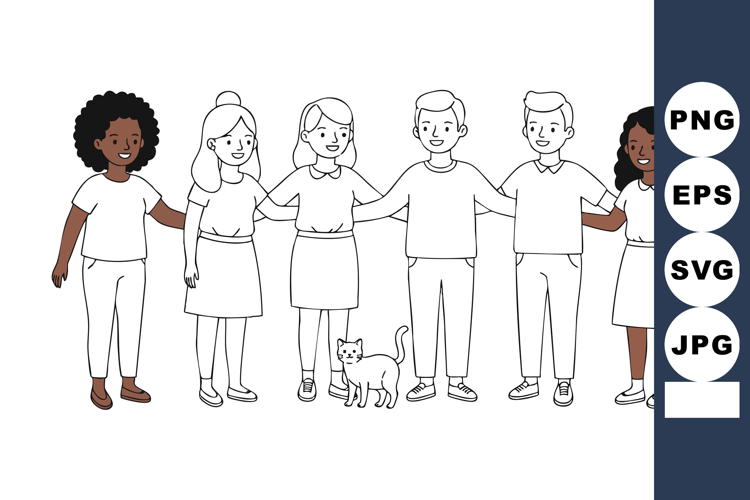 People Holding Hands Clipart Image 3