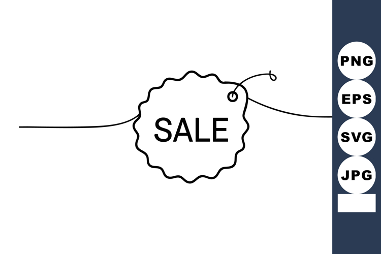 Sale tag simple line art minimal style black outline vector