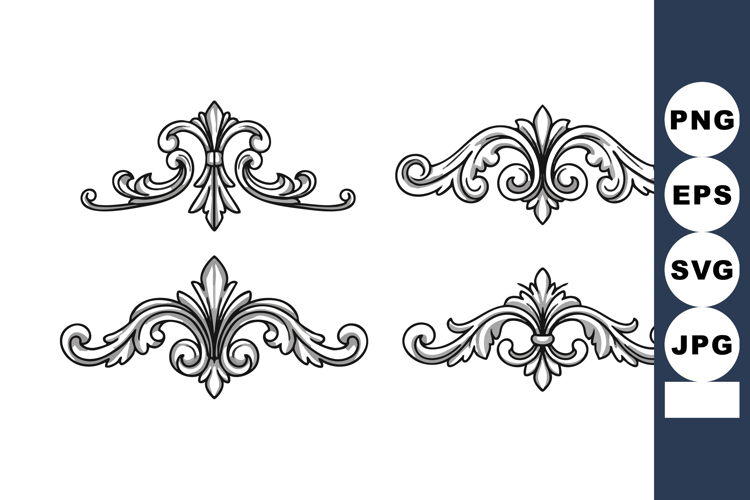 Decorative vintage ornamental floral elements vector set for