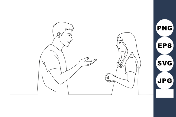 Young man and woman talking in casual conversation vector il