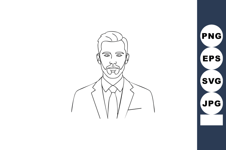 Businessman with mustache and beard wearing suit and tie vec