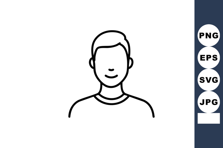 Man avatar icon simple line style vector illustration for pr