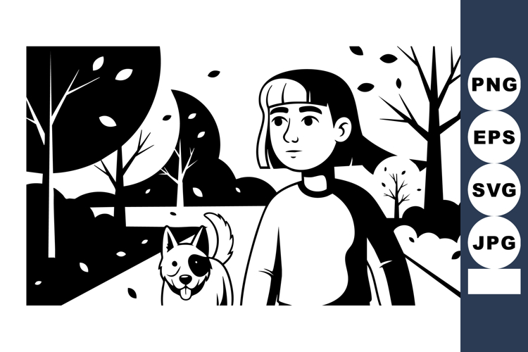 Dog Black And White Clipart Image 9