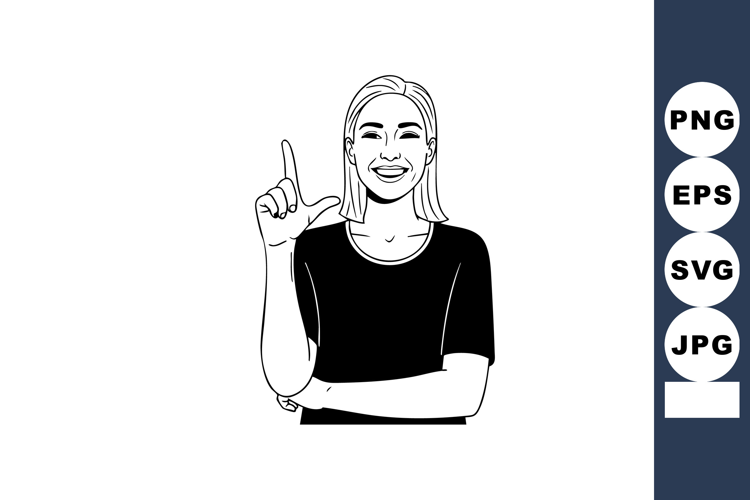 Woman showing sign language gesture smiling vector illustrat
