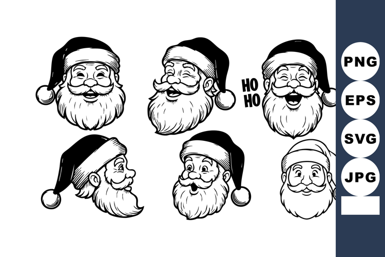 Santa Black And White Clipart Image 11