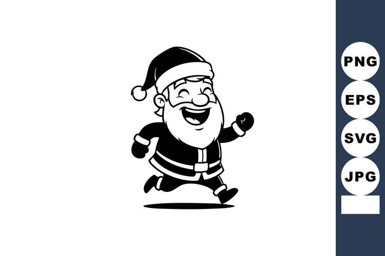 Santa Black And White Clipart Image 7