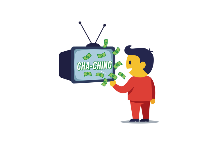 A cheerful boy interacting with a vintage television display