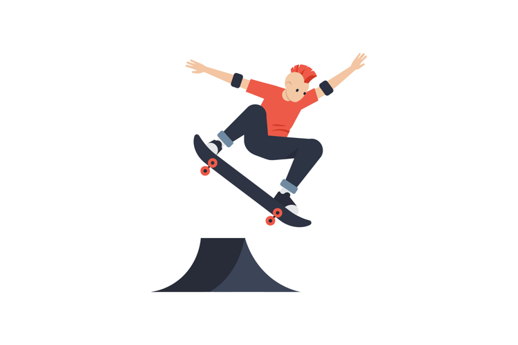 Skateboarder performing an impressive jump over a ramp in fl