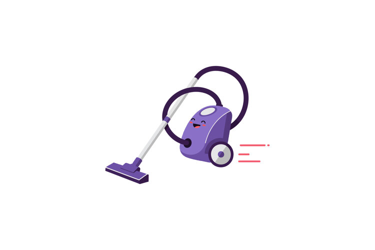 A cheerful purple vacuum cleaner in a flat, minimal design p example image 1
