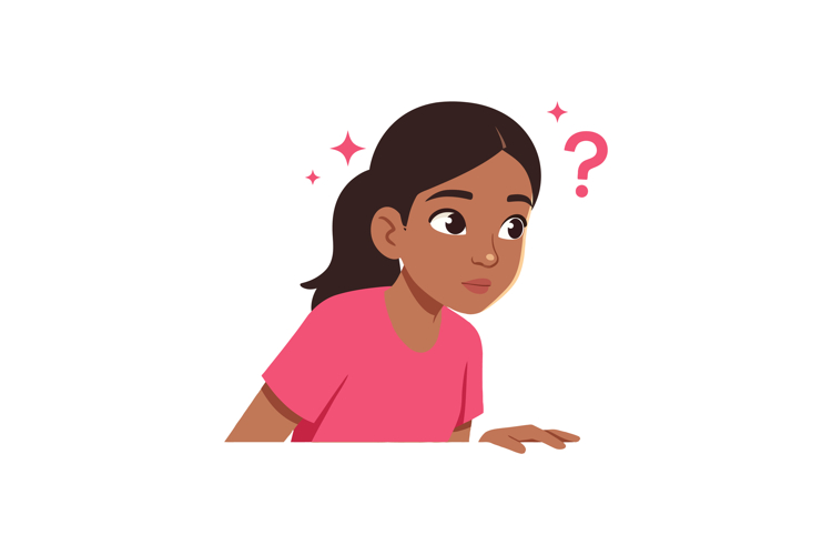 Curious young woman with question mark wondering and thinkin