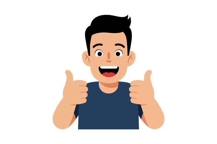 Happy young man giving thumbs up gesture with smiling face v