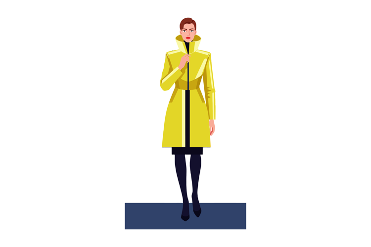 Woman wearing yellow coat and black leggings minimalist fash