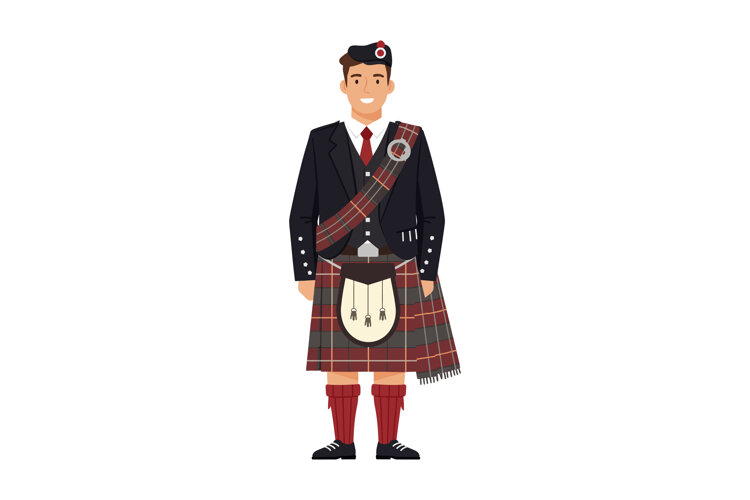 Scottish man wearing traditional kilt outfit with sporran an example image 1