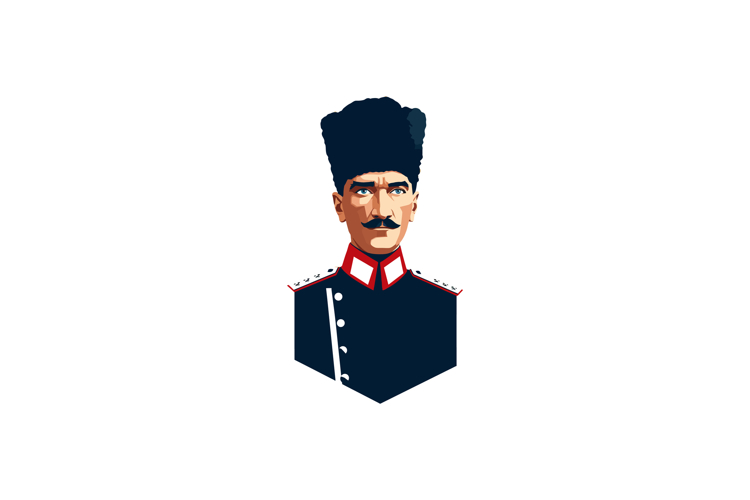 Mustafa Kemal Atatürk portrait vector with traditional Turki