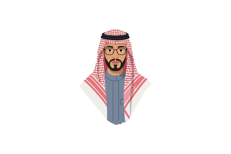 Middle Eastern man wearing traditional red and white keffiye example image 1