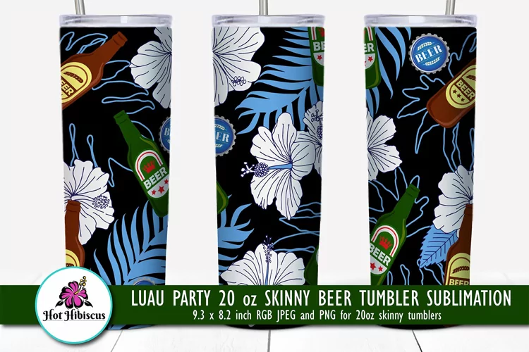Hawaiian Luau Party Tropical Tumbler | Beer Tumbler Wrap