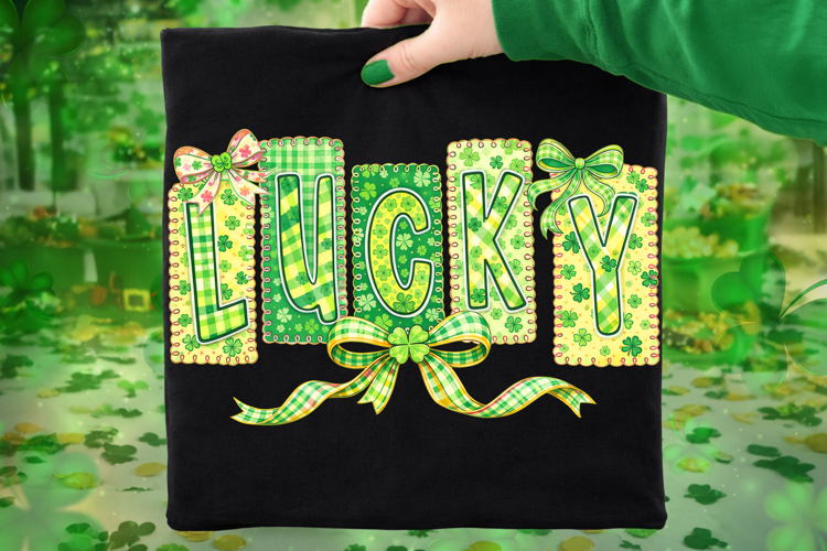 Lucky St Patricks Day PNG, Lucky Day PNG, Coquette Bow PNG