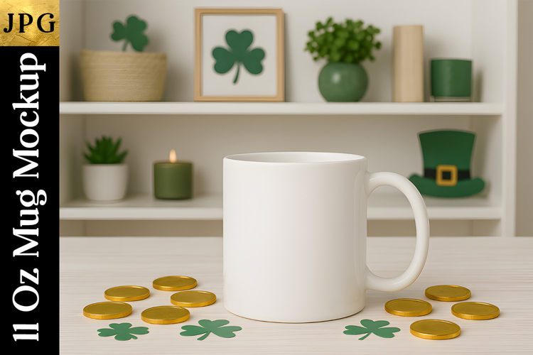 Lucky Clover Mug Mockup | St Patrick Coffee Cup