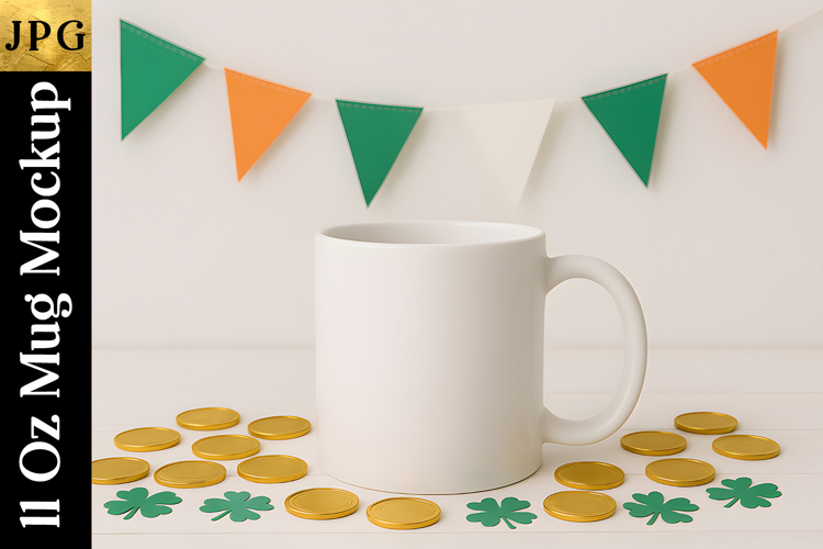Lucky Clover Mug Mockup | St Patrick Coffee Cup