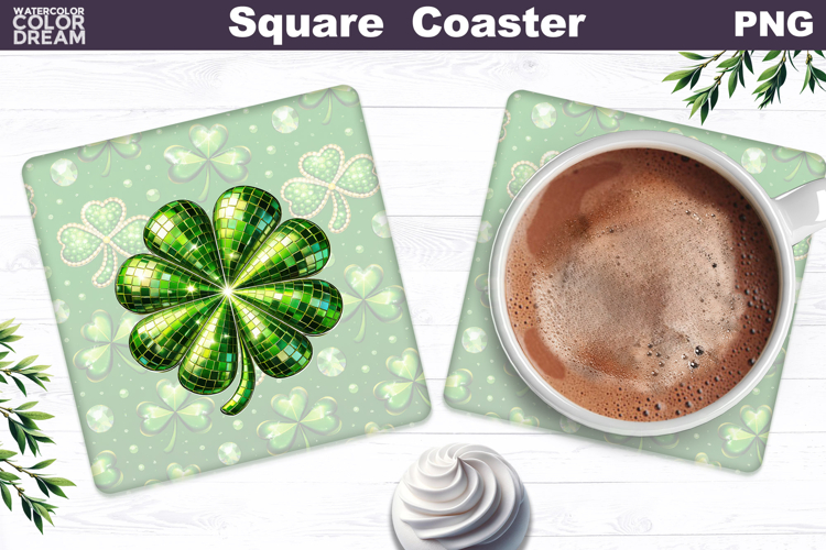 Clover Square Coaster | St. Patricks Day Sublimation