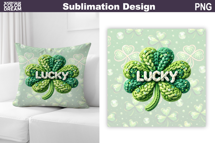 St. Patricks Day Pillow Design | Lucky Clover Sublimation