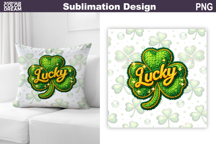St. Patricks Day Pillow Design | Lucky Clover Sublimation