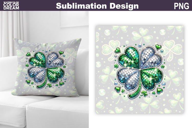 St. Patricks Day Pillow Design | Lucky Clover Sublimation