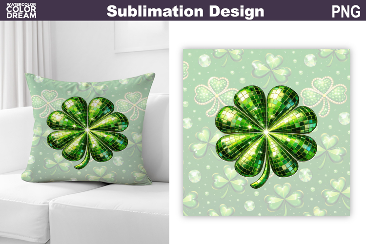 St. Patricks Day Pillow Design | Lucky Clover Sublimation