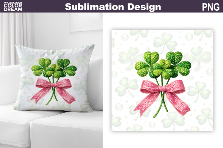 St. Patricks Day Pillow Design | Lucky Clover Sublimation