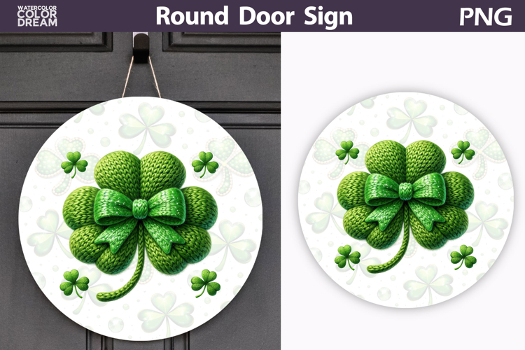 St. Patricks Day Round Door Sign | Lucky Clover Sublimation