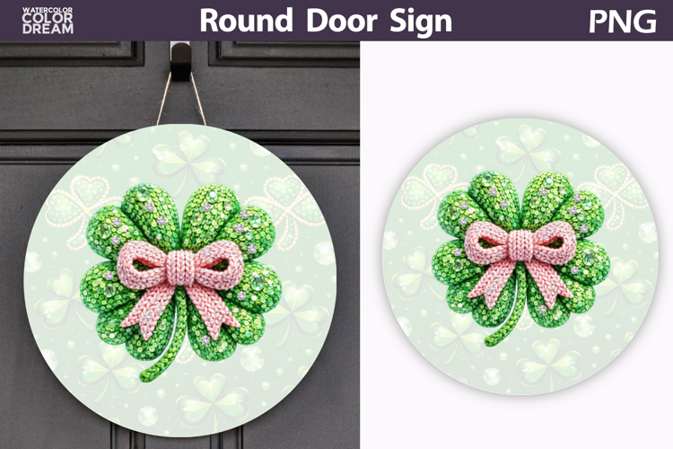 St. Patricks Day Round Door Sign | Lucky Clover Sublimation
